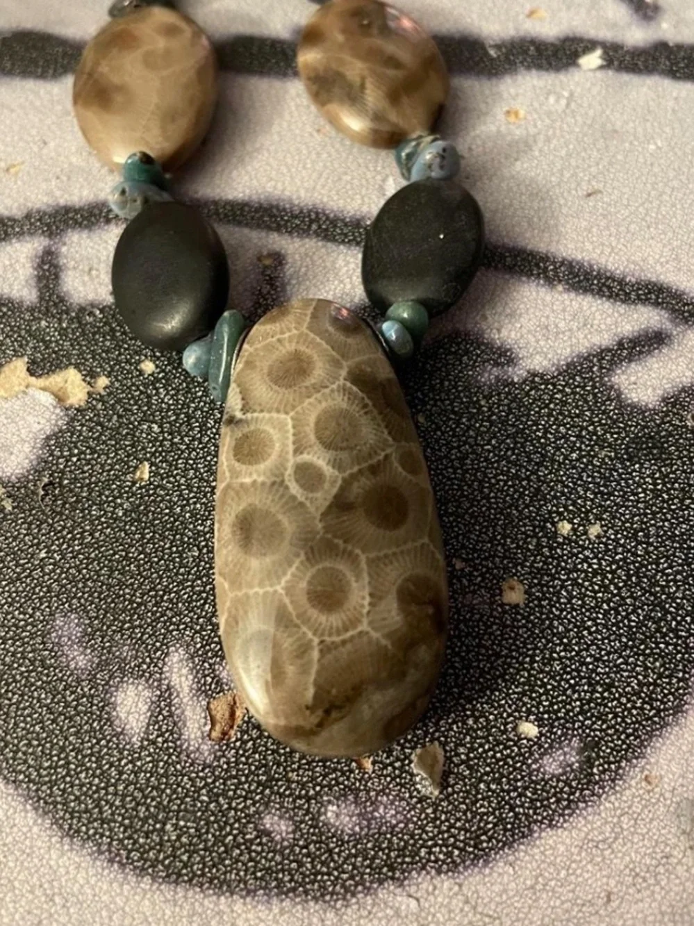 Earth-Tone Focal Stone Necklace in Brown and Black